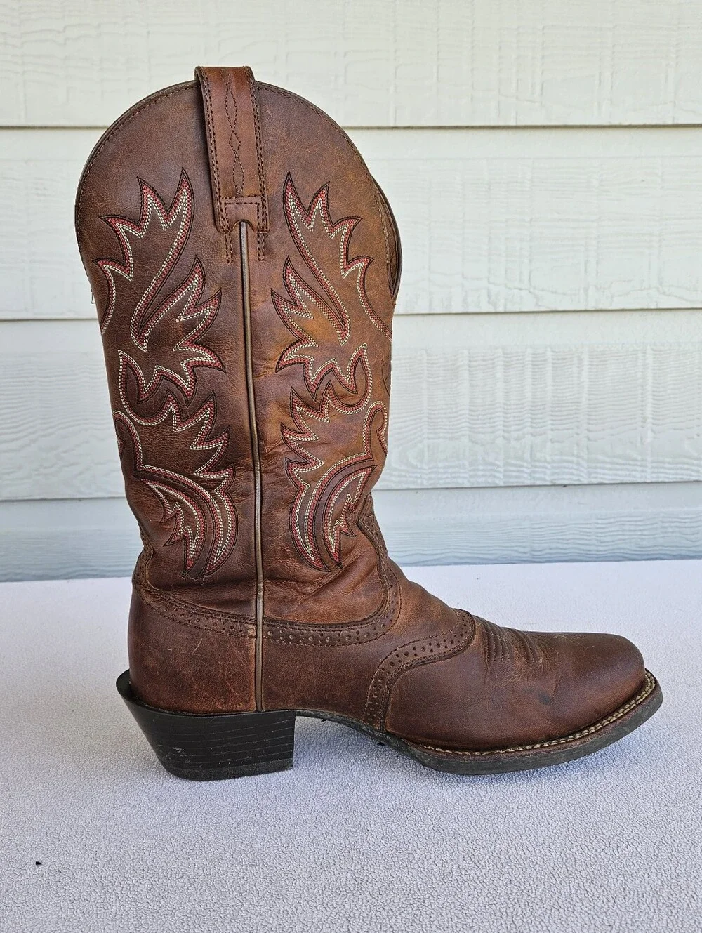 Ariat Legend 35709 Western Cowboy Boot Men SZ 9 D Brown Leather Square Toe Rodeo